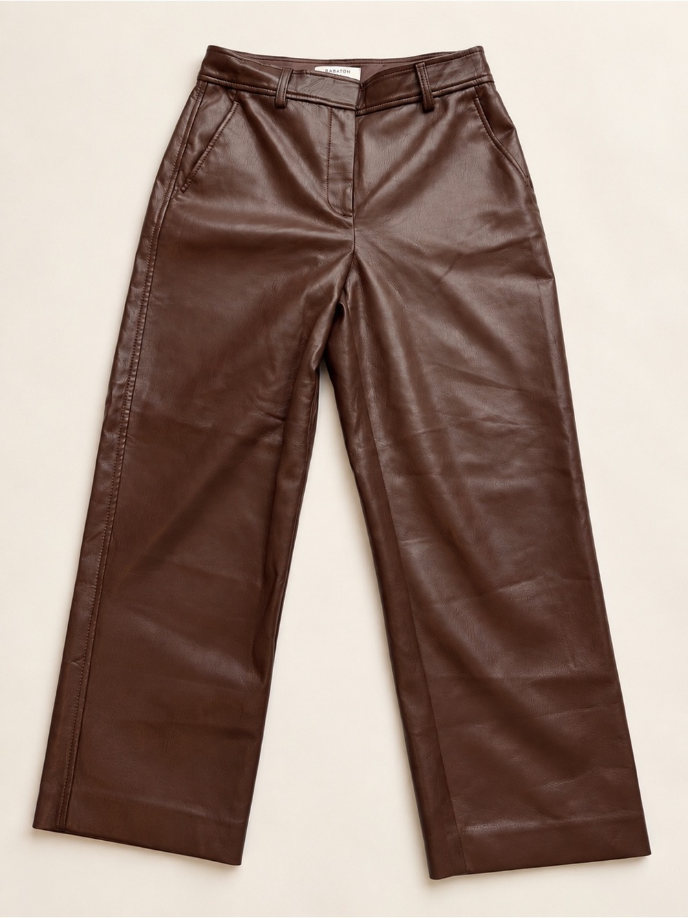 Aritzia Babaton Command Cropped Vegan Leather Pants Brown Size 6